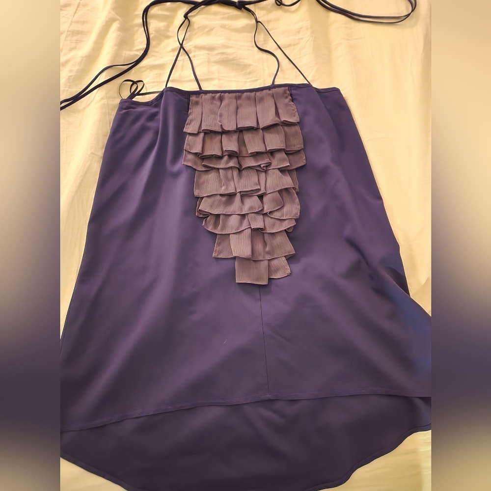 Two tone purple ruffle halter top size L, Hawks for Anthropologie